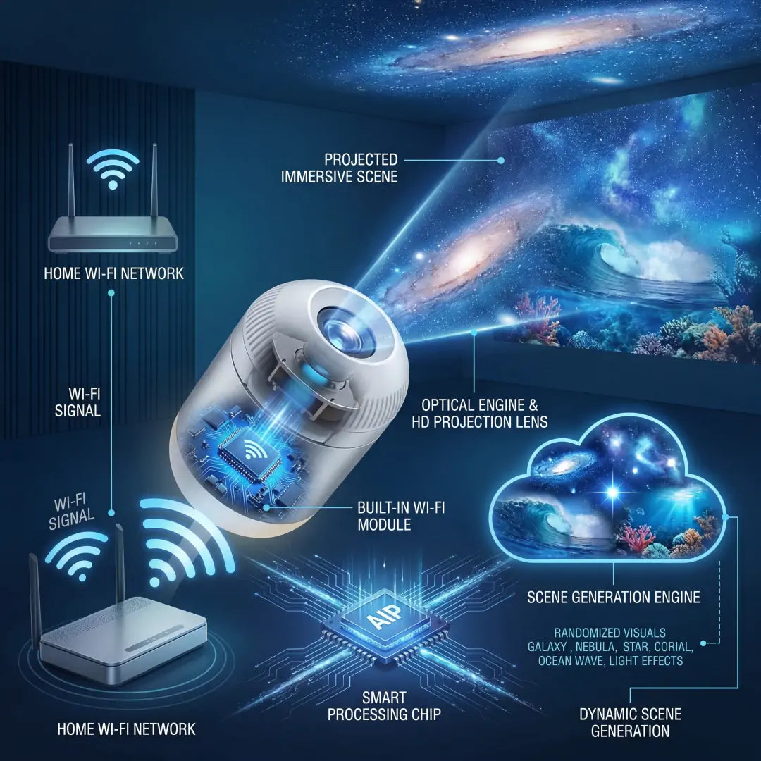 🌌 Comauo® 5D Night Light Projector — Smart Dynamic Lighting for Bedrooms & Kids’ Rooms 🧸